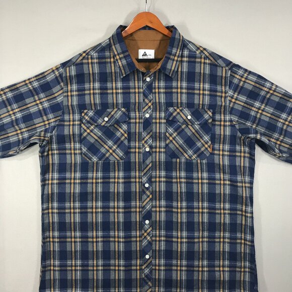 Swisswell Shirt Men's 2XL Blue Plaid Flannel Button Down Long Sleeve Pockets - Picture 7 of 11
